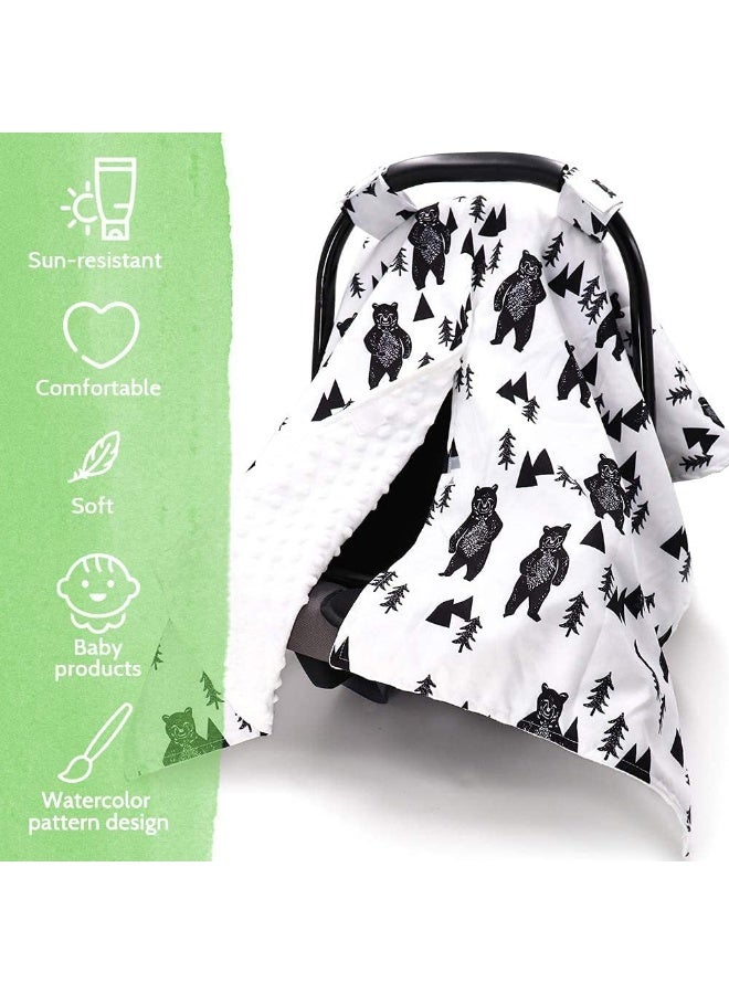 TANOFAR Bear Car Seat Cover for Babies, Peekaboo Opening Minky Carseat Canopy for Newborn, Multiuse, Mom Nursing Breastfeeding Covers, Minky Blanket for Infant Toddler - Image 2