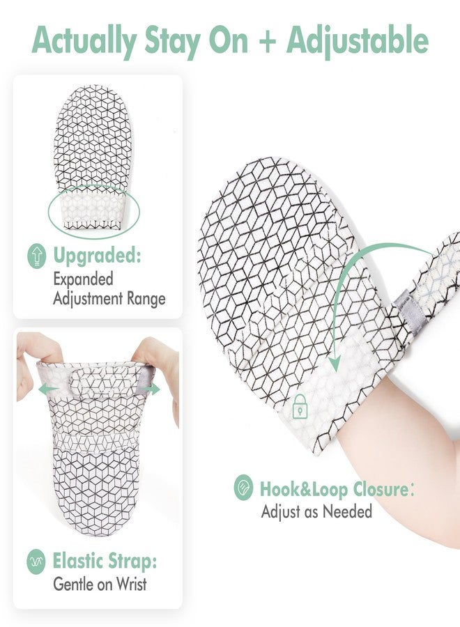 HAPIU Baby No Scratch Mittens,Newborn Baby Mittens,Full Geometry&Full Grey Stripe&Full Emerald&Full Sage,6-12M - Image 3