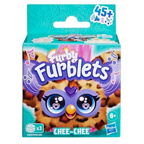 Furby Furblets Chee-Chee Mini Friend, Electronic Plush Toys for Girls & Boys, Cheetah Print, Speaks Furbish & Plays Music, Series 5, Back to School Gifts, Ages 6+ - Image 2