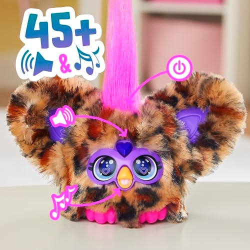 Furby Furblets Chee-Chee Mini Friend, Electronic Plush Toys for Girls & Boys, Cheetah Print, Speaks Furbish & Plays Music, Series 5, Back to School Gifts, Ages 6+ - Image 3