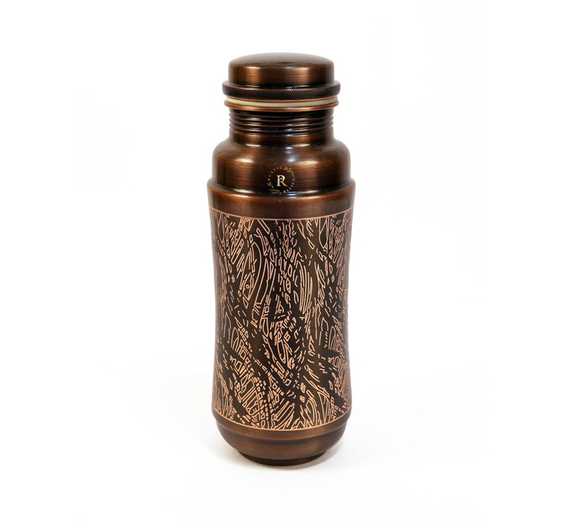 RUSTIC RELICS Antique Jumbo Water Bottle - 1300ML | Heavy Copper Metal Made | Antique And Rustic Dark Brown Finish | Copper Made For Ayurvedic Health Benefits - Pack Of 1 - Image 1