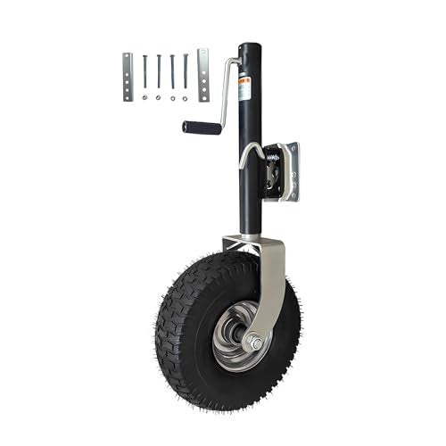 FPIGSHS Beach Boat Trailer Jack, 13.38in Trailer Jack Wheel, Heavy-Duty Bolt-On Swivel Tongue Jack, 2000lb Capacity, 11in Vertical Load (2000lbs/900kg) (BLACK/2000LBS) - Image 1