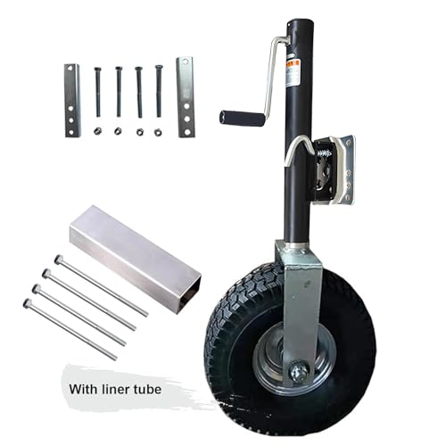 FPIGSHS Beach Boat Trailer Jack, 13.38in Trailer Jack Wheel, Heavy-Duty Bolt-On Swivel Tongue Jack, 2000lb Capacity, 11in Vertical Load (2000lbs/900kg) (BLACK/2000LBS) - Image 2