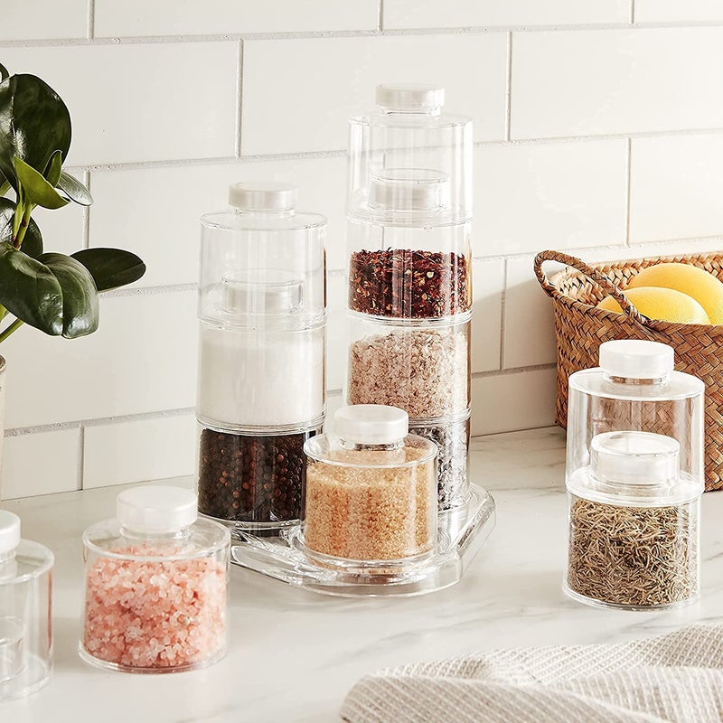 Marrone Spice Tower Masala Box 6PcsSet Spice Jar Pepper Shaker Box Spice Tower Herb Spice Tools Transparent Seasoning Cans Kitchen Rack Condiment Bottles - Image 1