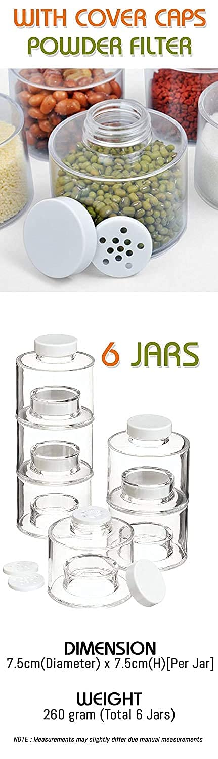Marrone Spice Tower Masala Box 6PcsSet Spice Jar Pepper Shaker Box Spice Tower Herb Spice Tools Transparent Seasoning Cans Kitchen Rack Condiment Bottles - Image 4