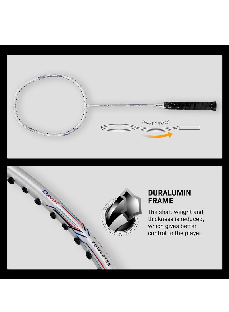 HUNDRED Powertek 200 PRO Strung Aluminium Badminton Racquet with Head Cover | Standard Size | Grip: G5 | 92g | For Intermediate Players | Max String Tension: 18–20 lbs - Image 4