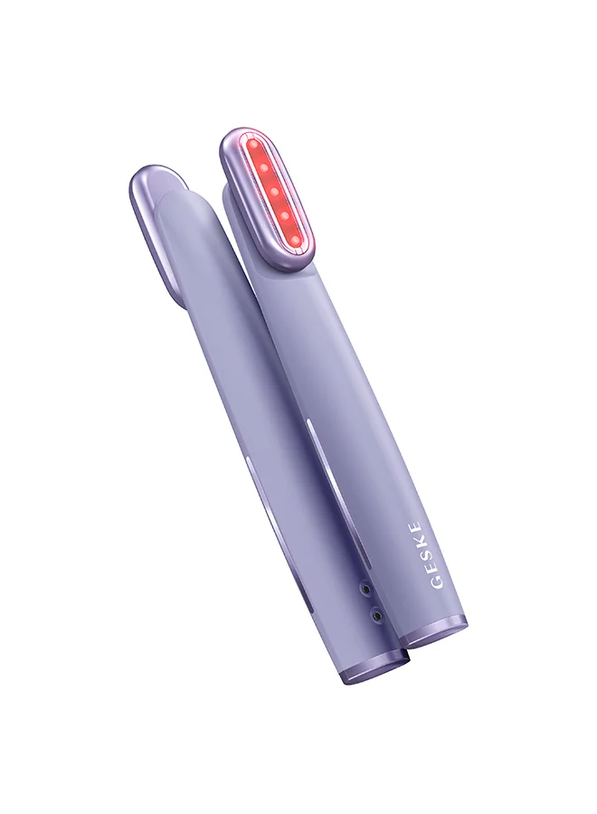 GESKE Skin Firming Wand | 7-in-1| LED Light Therapy Face Care Wand with Facial Massager | Red Light Wand for Face, Neck and Eye Skincare Rejuvenation | Firming and Lifting- Purple