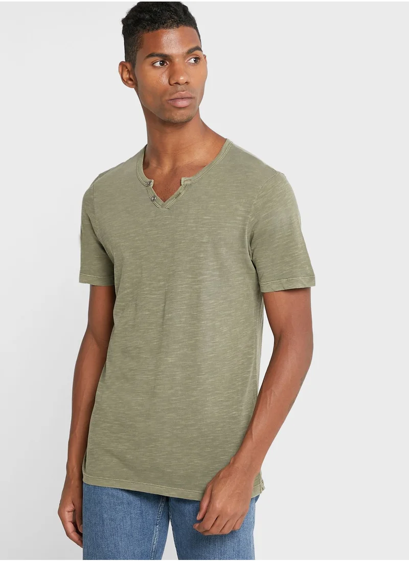 JACK & JONES Essential Split Neck T-Shirt