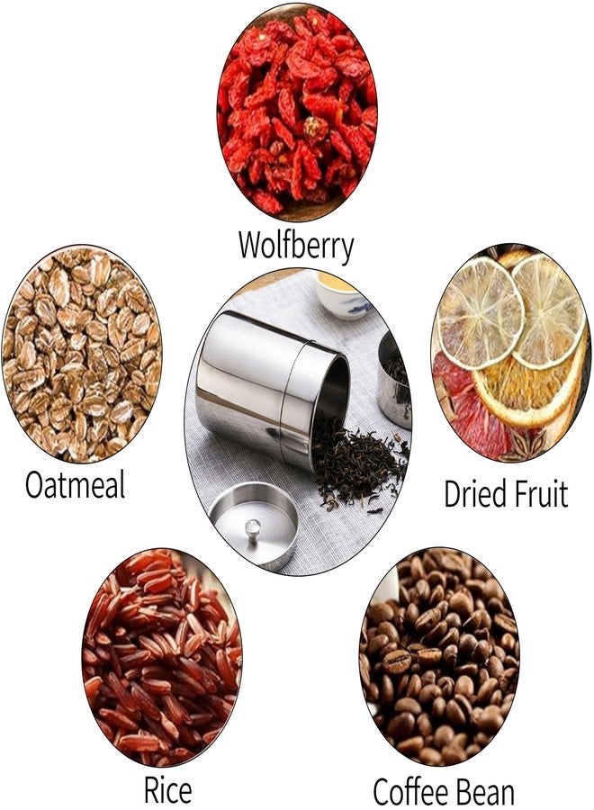 YIHAOSSING Tea Canister, 400ml Stainless Steel Tea Tin Canister with Airtight Double Lids, Kitchen Cup for Tea Coffee Sugar Seasoning Storage - Image 3