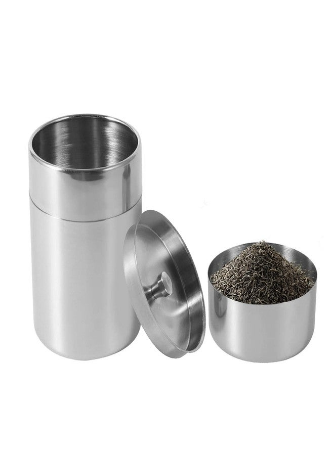 YIHAOSSING Tea Canister, 400ml Stainless Steel Tea Tin Canister with Airtight Double Lids, Kitchen Cup for Tea Coffee Sugar Seasoning Storage - Image 1