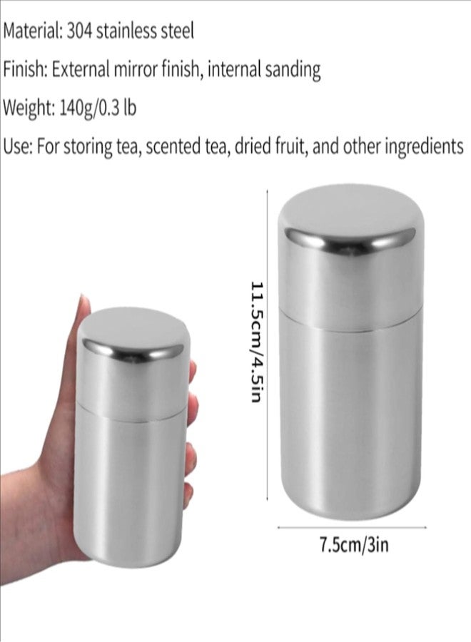 YIHAOSSING Tea Canister, 400ml Stainless Steel Tea Tin Canister with Airtight Double Lids, Kitchen Cup for Tea Coffee Sugar Seasoning Storage - Image 2