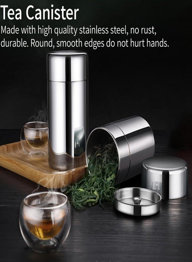 YIHAOSSING Tea Canister, 400ml Stainless Steel Tea Tin Canister with Airtight Double Lids, Kitchen Cup for Tea Coffee Sugar Seasoning Storage - Image 5