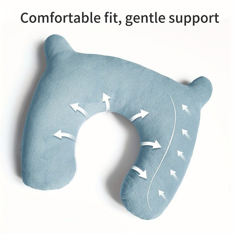 Blue Portable Travel Pillow for Kids Stroller Car Seat Airplane - Image 5