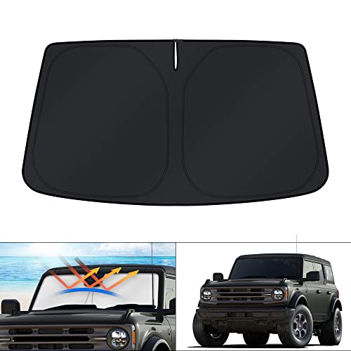 KUST Windshield Sun Shade for Ford Bronco Accessories 2021-2024 2025 (Not for Bronco Sport) Window Sunshade Sun Visor Protector Foldable Blocks UV Rays Keep Your Car Cooler - Image 1