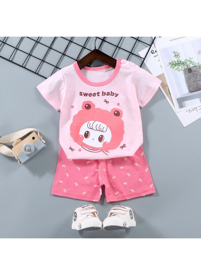 Children's Short-sleeved Suit Pure Cotton Boy's T-shirt Baby Summer Kidsren's Clothing Girl's Shorts Baby Clothes Summer Clothing
