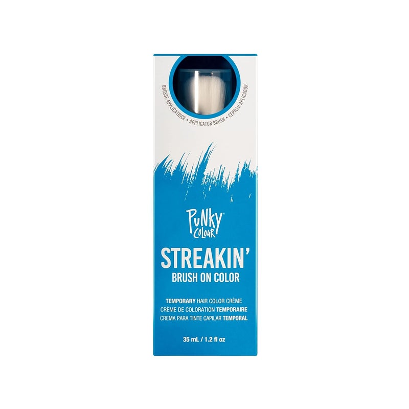 Punky Colour Streakin Brush on Color Blue Temporary Hair Color Creme Instant DIY Hairstyle Vibrant Soft Hold Men Women Kids EasySqueeze Tube 12 fl oz