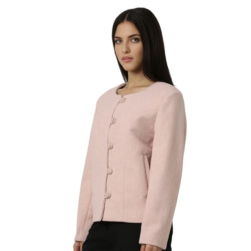 Van Heusen Women Pink Textured Casual Jacket - Image 3