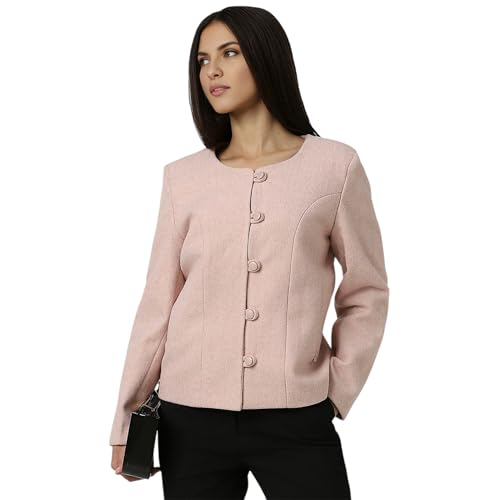 Van Heusen Women Pink Textured Casual Jacket - Image 1