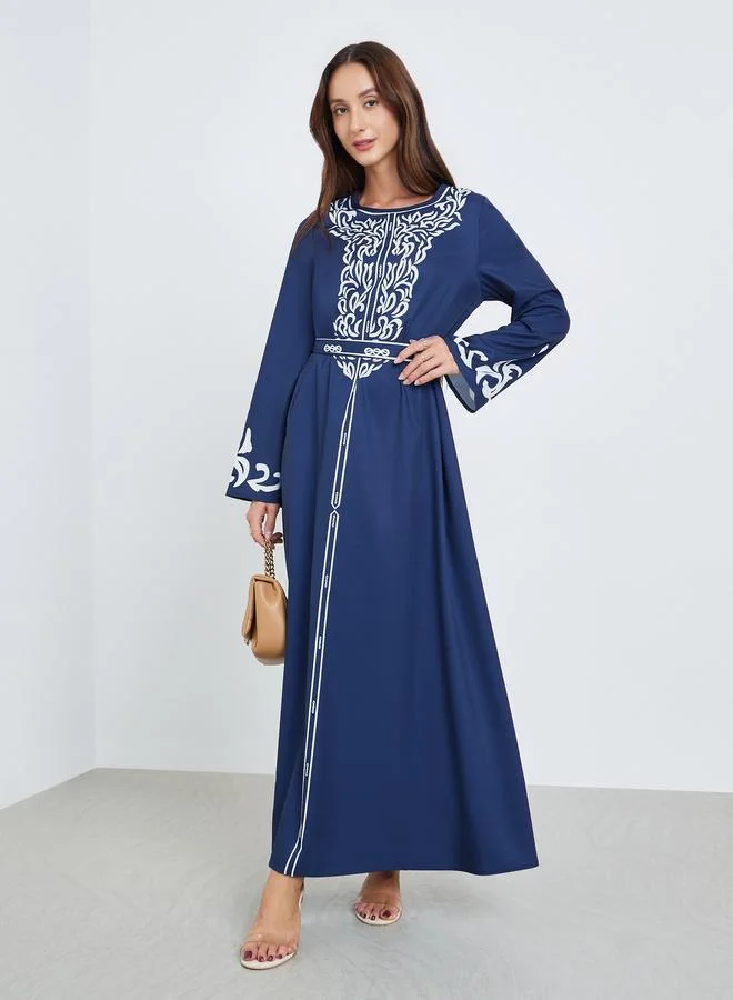 تايك تو فستان طويل بحزام وطبعة زهور