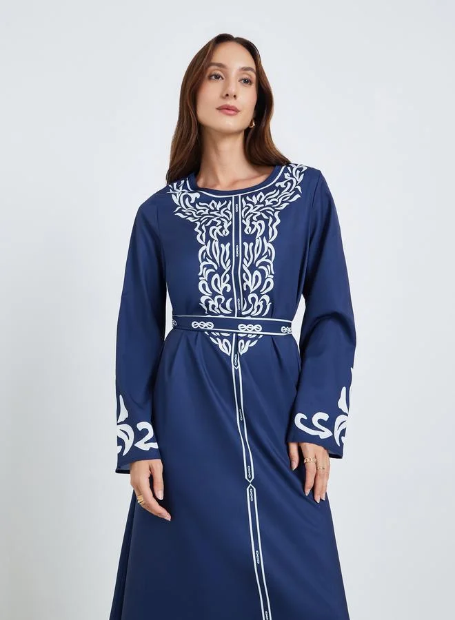 تايك تو فستان طويل بحزام وطبعة زهور