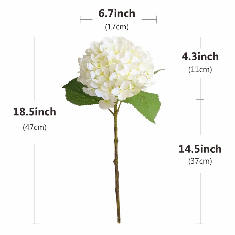 IPLNTS 5pcs 18.5 inch Realistic Fake White Flowers Artificial Silk Hydrangea Flowers Artificial Flowers Faux Hydrangea Stems for Bouquets Home Outdoor Wedding Party Centerpieces Decor (Cream White) - Image 2