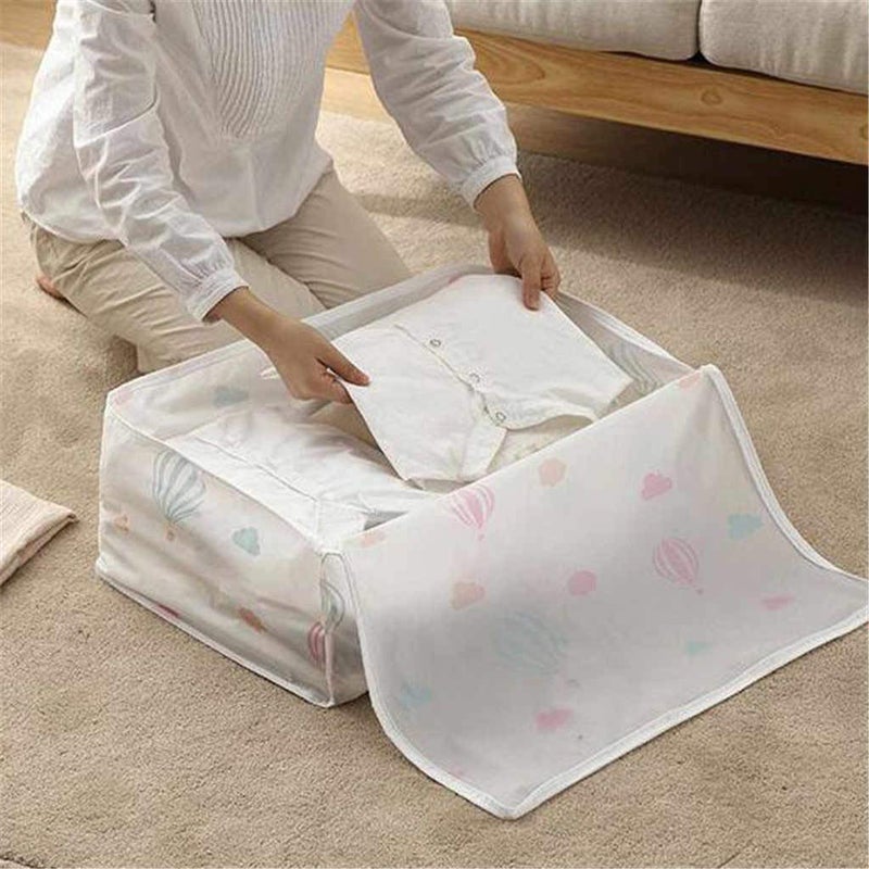 AMEEDARSHAN Foldable Storage Bags for Clothes Quilt Blanket Pillow Luggage Breathable Closet Organizer ColorTransparent with Random Print Poly Ethylene_Vinyl_Acetate PEVA - Image 1