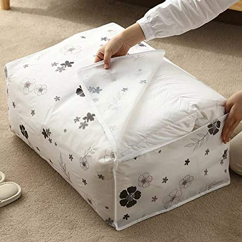 AMEEDARSHAN Foldable Storage Bags for Clothes Quilt Blanket Pillow Luggage Breathable Closet Organizer ColorTransparent with Random Print Poly Ethylene_Vinyl_Acetate PEVA - Image 2