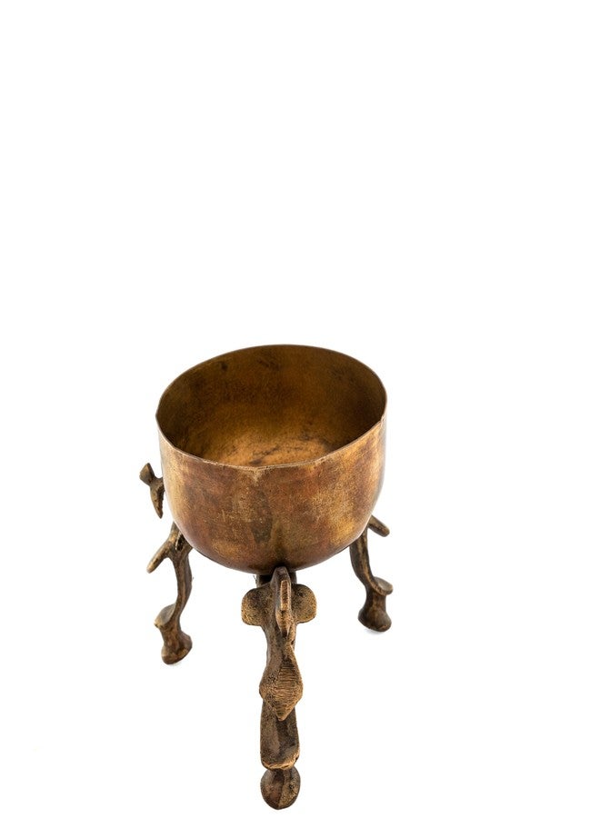 Rhapsodically Made Handmade Vintage Brass Candle Holder Bowl with Stand | Decorative Brass Bowl for Home Décor, Living Room, Puja Room & Table Centerpiece | Elegant Antique Look Candle Stand - Image 3