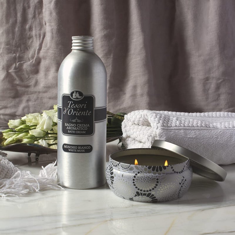 Tesori d'Oriente حمام فقاعات تسوري دورينتي للنساء، حمام رغوي، فقاعات حمام للاسترخاء للنساء، غسول جسم فاخر للعناية بالبشرة للنساء - 500 مل - 16.91 أونصة سائلة أمريكية - [استيراد إيطالي] - (مسك أبيض) - Image 3