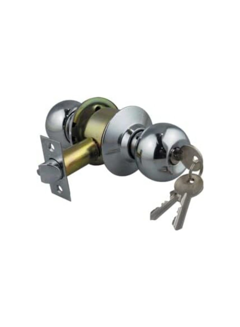 KNP KNP Front Door Knob with Lock and Key Entry Door Lockset Ball Style Handle Door Knob Set With Keys Chrome Plated designed for entry doors, bedrooms, offices, and interior spaces. 