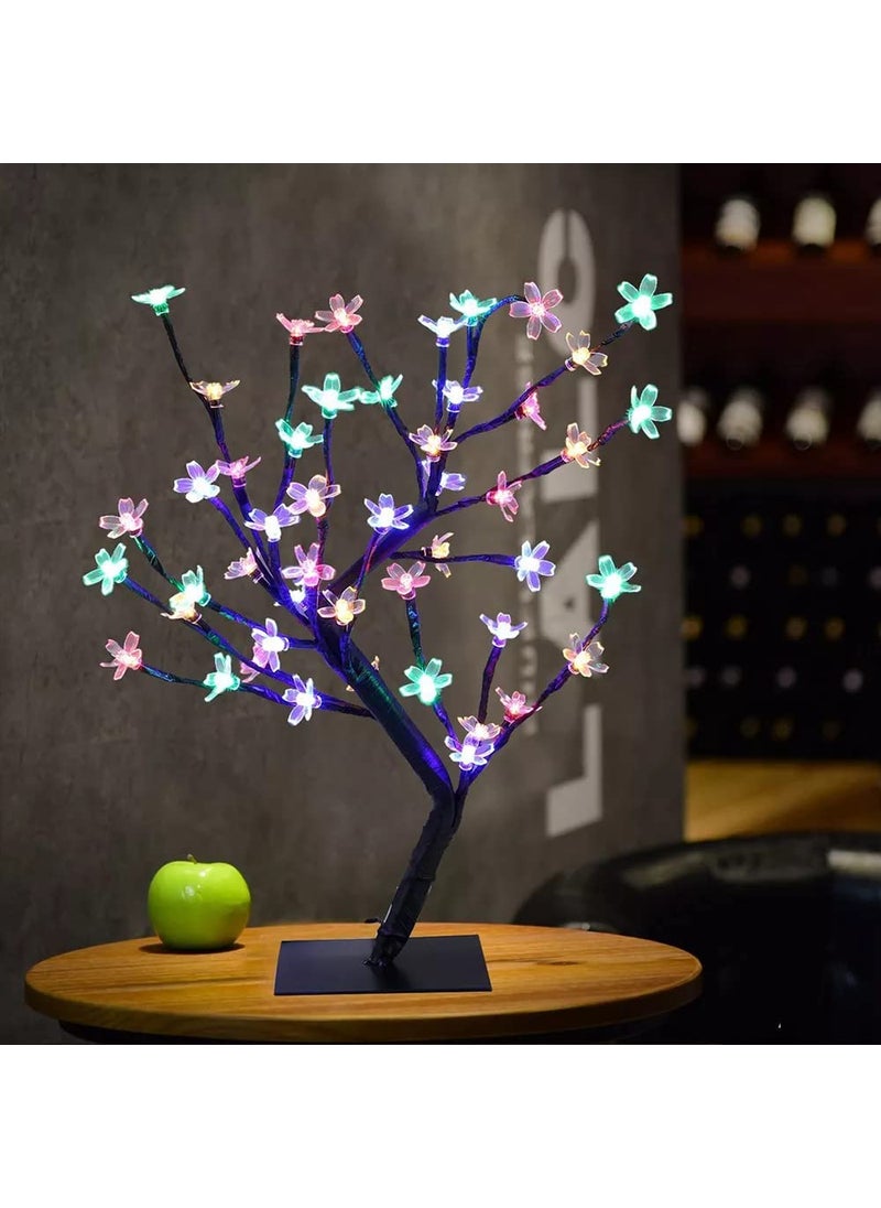 GLOWSERIE GLOWSERIE Cherry Blossom Tree Light17inch 28LED Lighted Tabletop Artificial Flower Bonsai Tree Lamp for Home Decor Room Office Party Wedding Christmas DecorationsMulti 