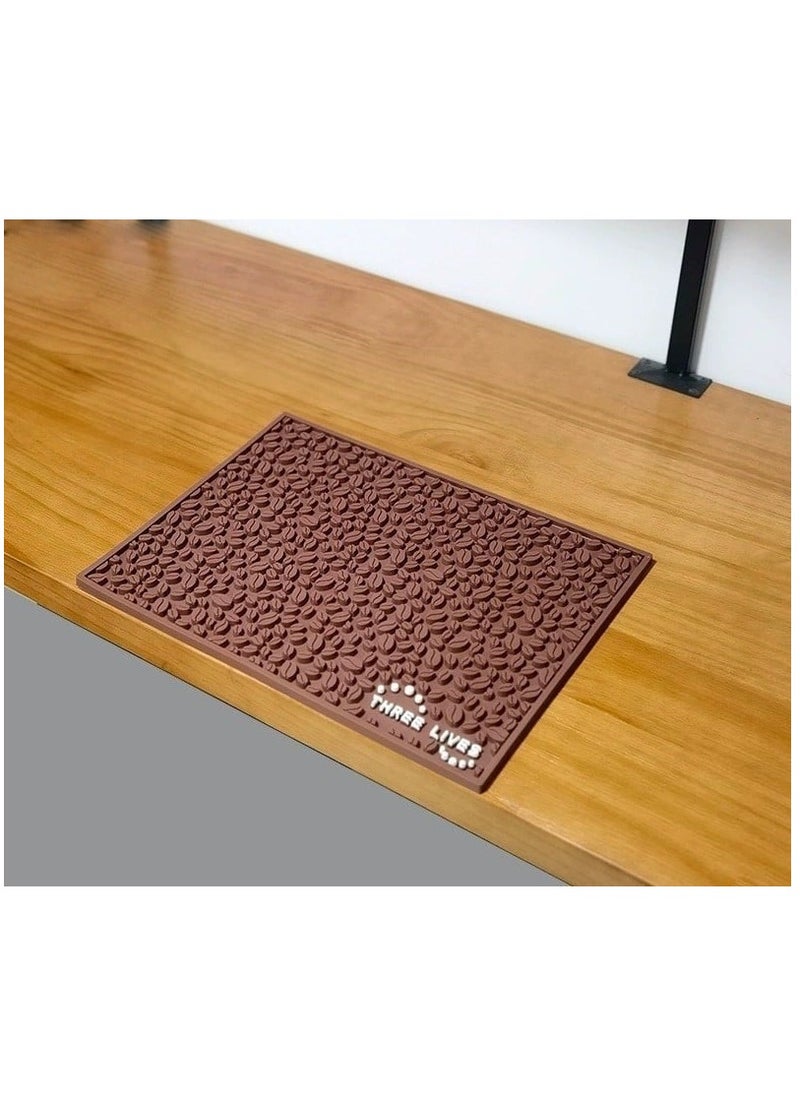 RANK - Dish Drying Silicone, Coffee Rubber For the barista and coffee corner Service Spill Mat Brown 40x30cm - Image 1