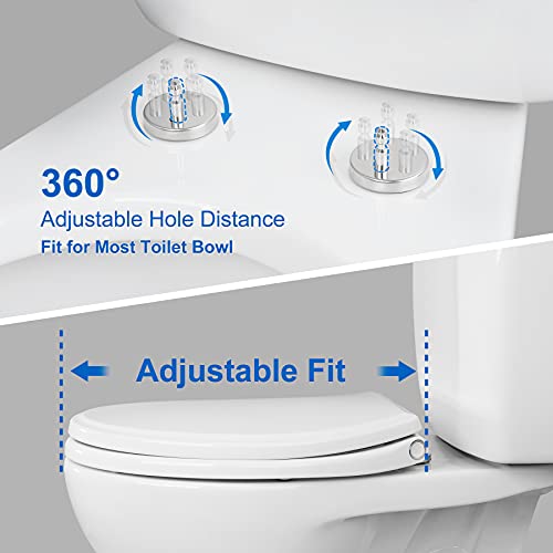 Hibbent Premium Round Toilet Seat with Cover Quiet Close, One-Click to Quick Release, Easy Installation Non-Slip Seat Bumpers, Slow Close Toilet Seat and Cover, Easy Cleaning-White Color - Image 3
