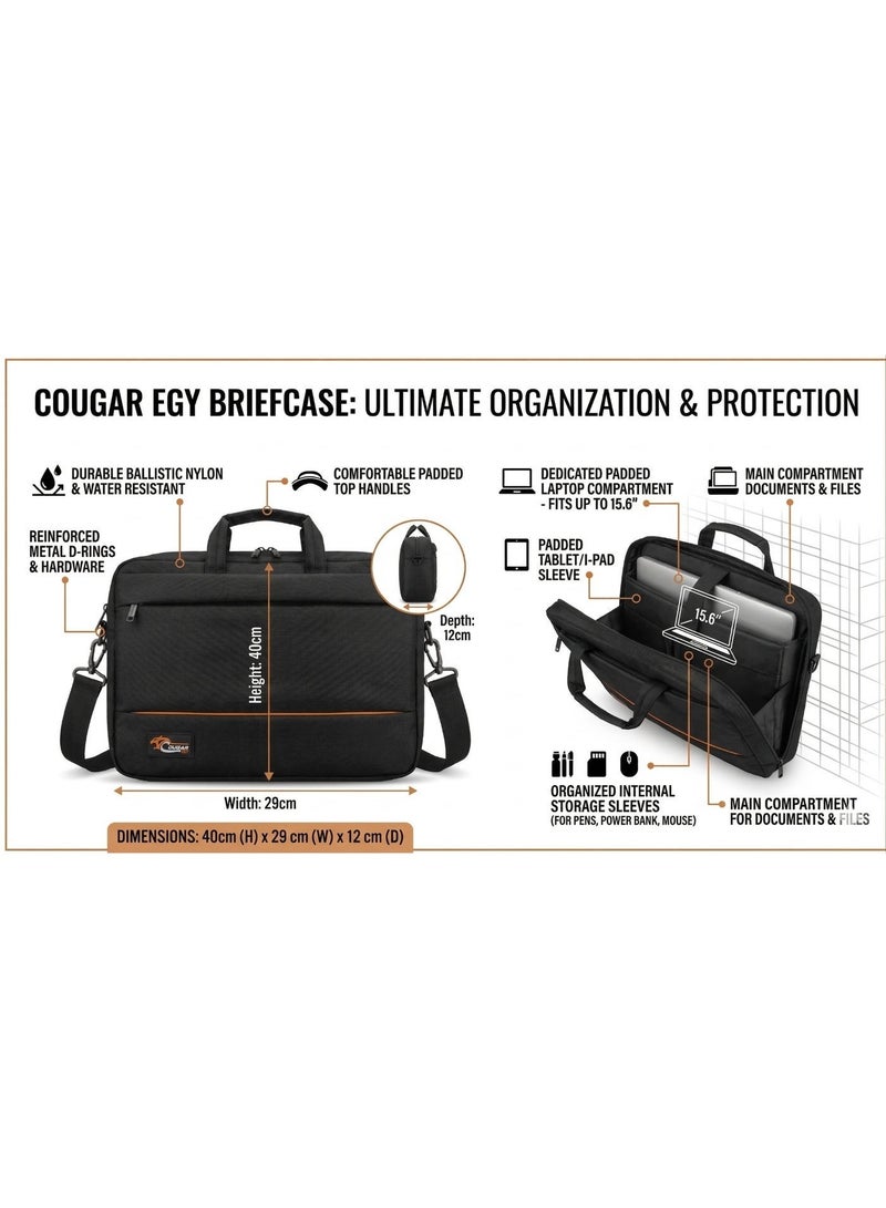 COUGAR-EGY laptop & Briefcase Bag for laptop, shoulder bag for men fits up to 15.6" (010 - BLACK) - Image 4