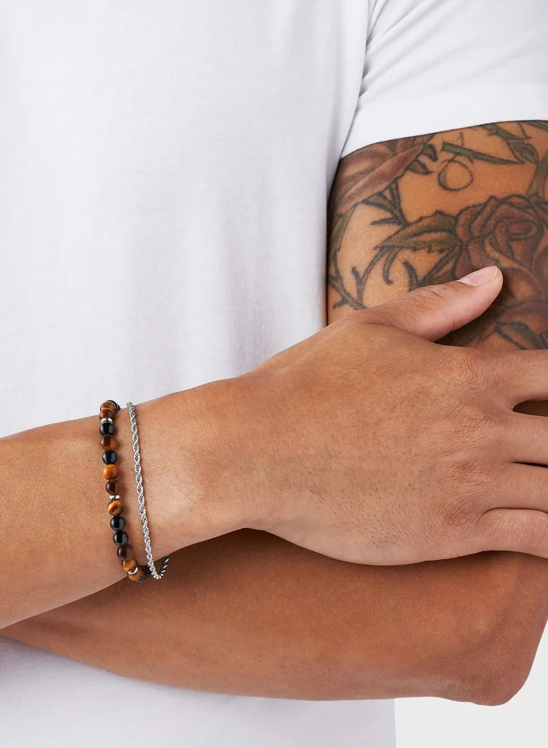 DIESEL Dx1320040 Tiger Eye Bead Bracelet