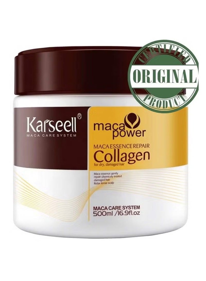 Karseell Collagen Hair Treatment Deep Repair Conditioning Argan Oil Collagen Hair Mask Essence for Dry Damaged Hair All Hair Types 500ml - Image 1