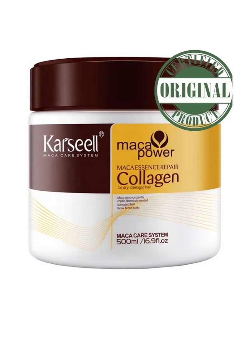 Karseell - Karseell Collagen Hair Treatment Deep Repair Conditioning Argan Oil Collagen Hair Mask Essence for Dry Damaged Hair All Hair Types 500ml - Image 1