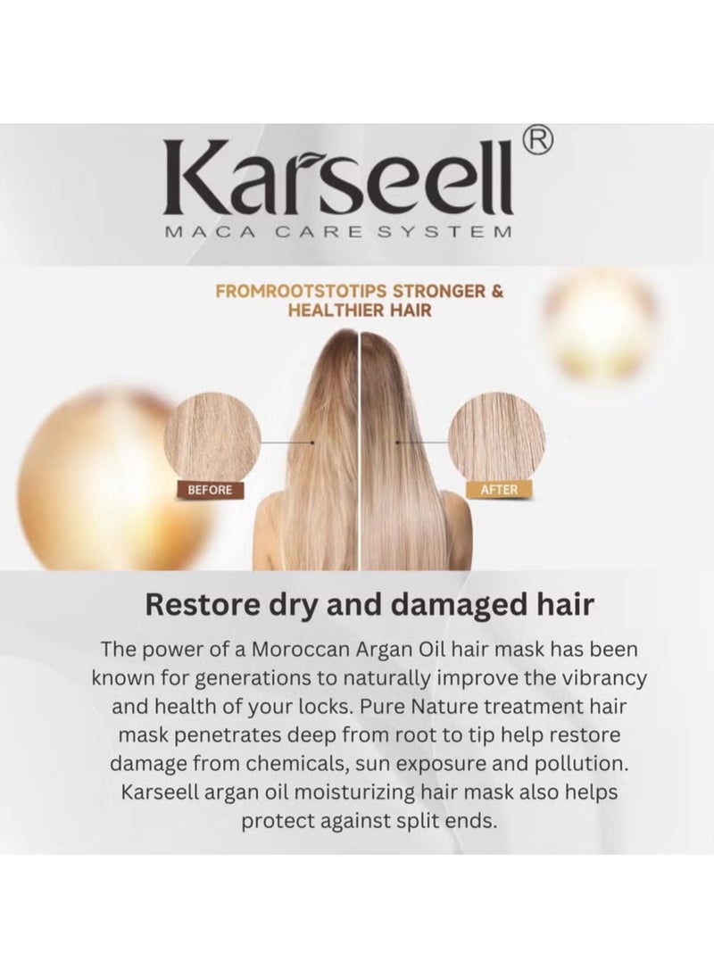 Karseell - Karseell Collagen Hair Treatment Deep Repair Conditioning Argan Oil Collagen Hair Mask Essence for Dry Damaged Hair All Hair Types 500ml - Image 1