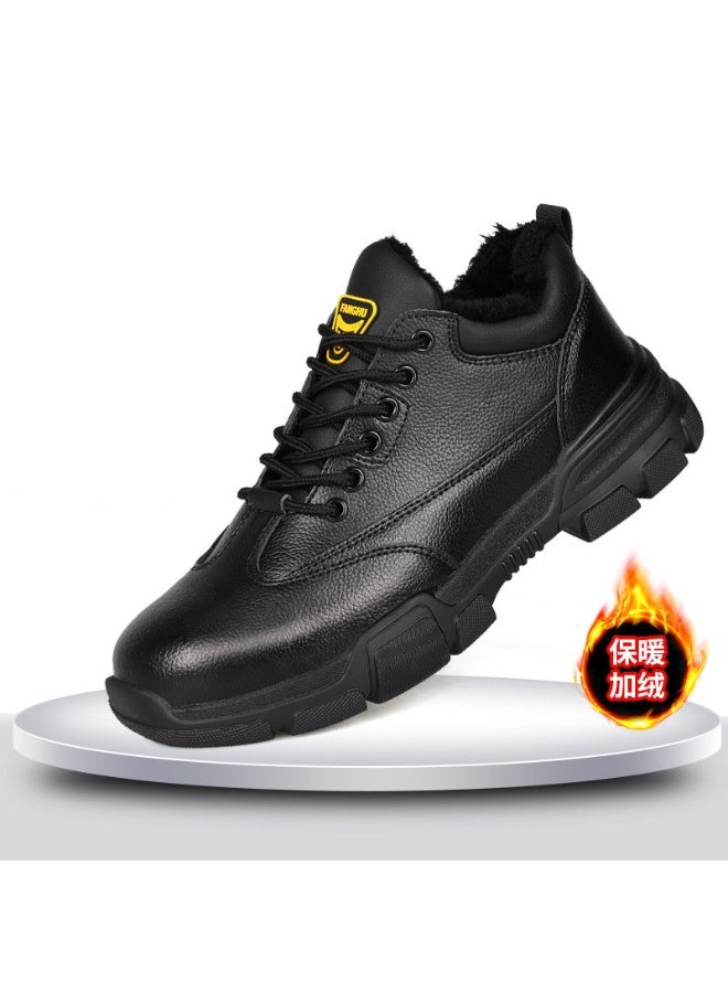 NIBEMINENT Men Winter Boots Waterproof leather boots Work Shoes Puncture-Proof Safety boot Indestructible shoes Anti-smash Steel toe shoes - Image 1