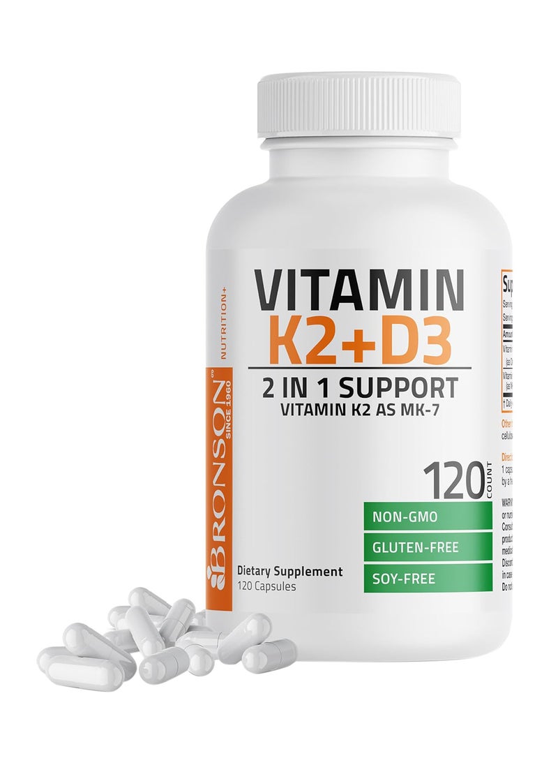 Bronson - Vitamin K2 Mk7 With D3 Supplement Vitamin D And K Complex Premium Non Gmo 120 Capsules - Image 1