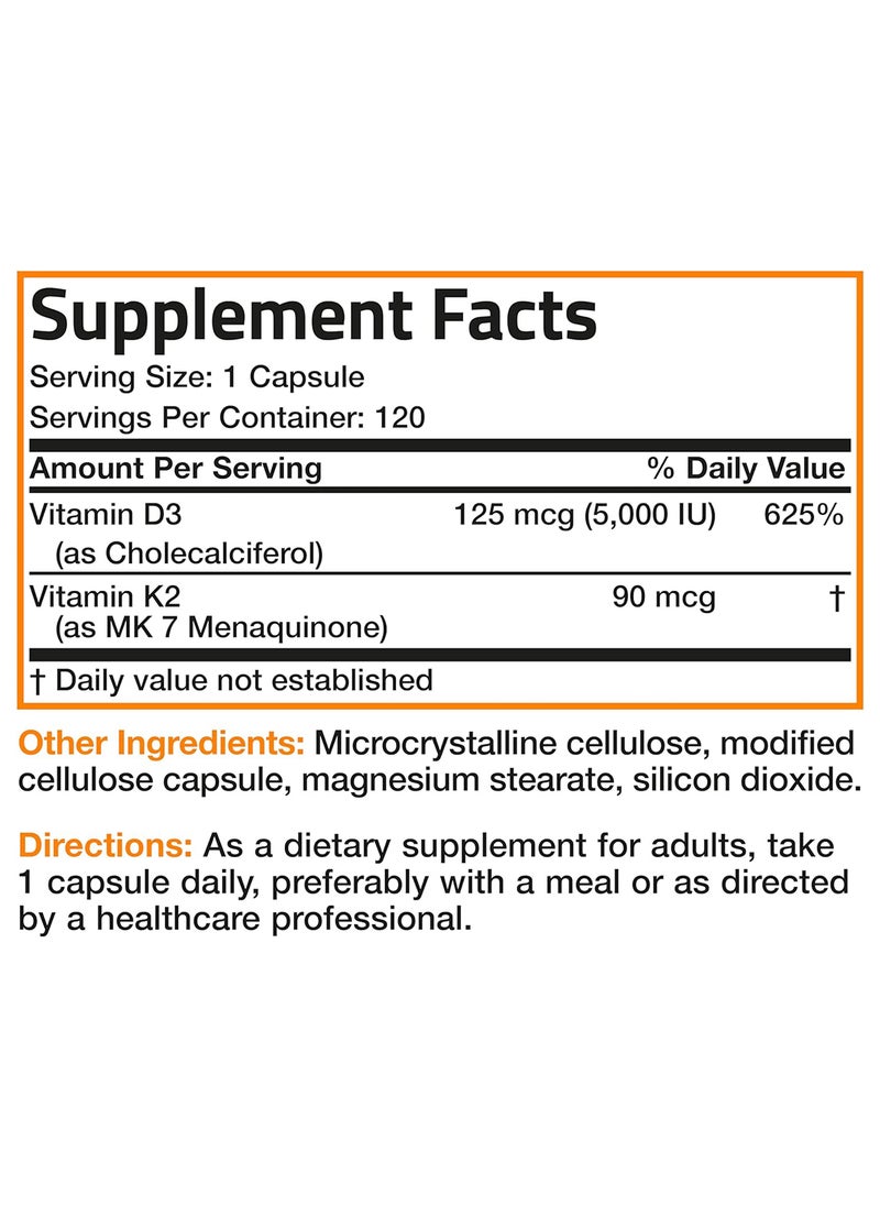 Bronson - Vitamin K2 Mk7 With D3 Supplement Vitamin D And K Complex Premium Non Gmo 120 Capsules - Image 1