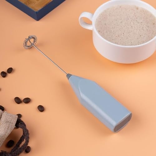 Bonsenkitchen Portable Handheld Milk Frother - Electric Coffee Frother for Lattes, Cappuccinos, Hot and Cold Drinks - Battery Operated with Stainless Steel Whisk - Easy to Use and Clean(Gray) - Image 1