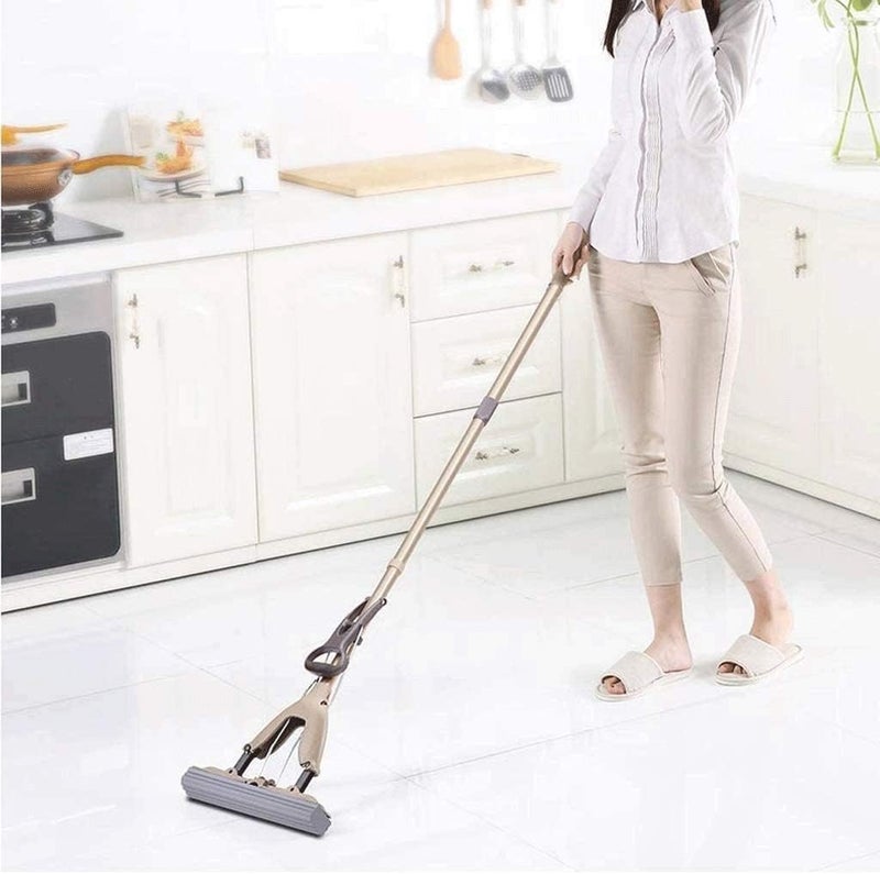 Suicune PVA Sponge Mop for Floor Cleaning Stainless Steel Butterfly mop for Cleaning Floor Sponge Mop Stick for Bathroom Cleaning - Image 1