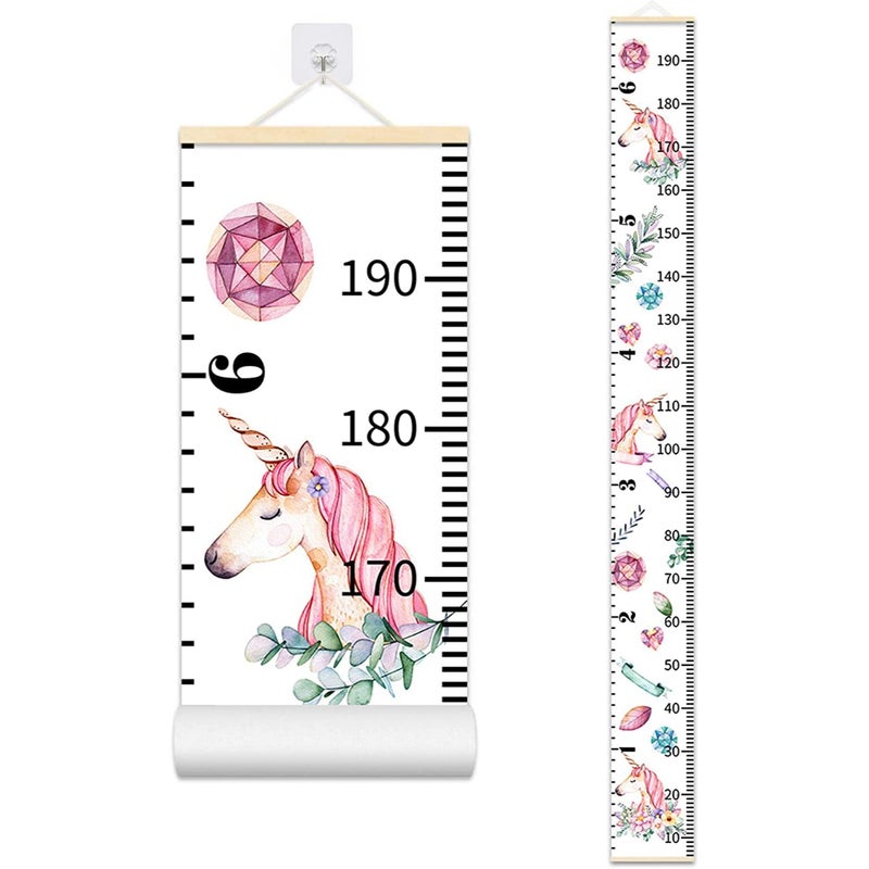 LoveNite Baby Growth Chart Height Wall Chart for Kids 79 x 79in Wooden Frame Canvas Measurement Hanging Ruler for Childs Room Decoration Unicorn - Image 2