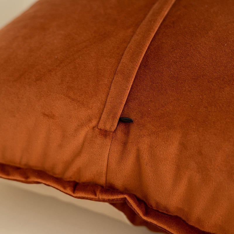 Yangest Dark Orange Decorative Velvet Throw Pillow Cover with Cloth Texture Patchwork Cushion Case Modern 20x20 Inch Pillowcase for Sofa Couch Bedroom Living Room Home Decor - Image 4