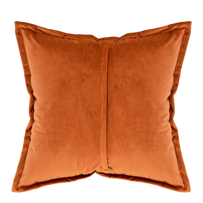 Yangest Dark Orange Decorative Velvet Throw Pillow Cover with Cloth Texture Patchwork Cushion Case Modern 20x20 Inch Pillowcase for Sofa Couch Bedroom Living Room Home Decor - Image 2