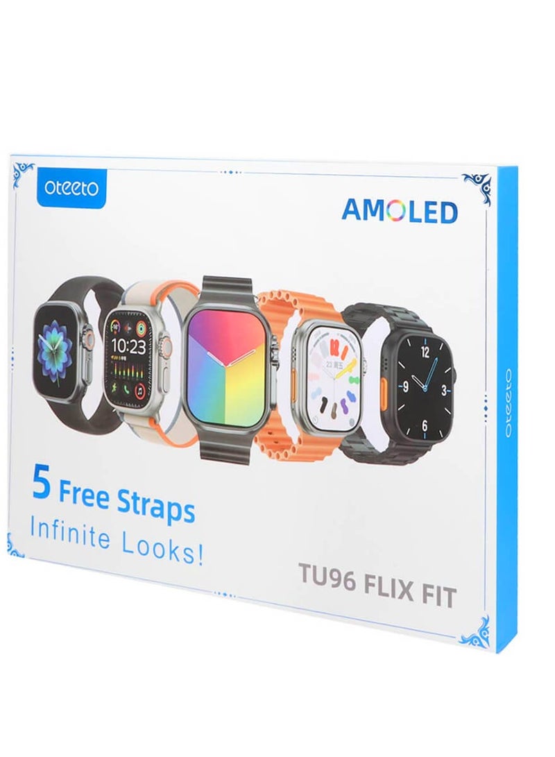 Oteeto TU96 Smart Duo Smart Watch AMOLED Display with Bluetooth Earphone and Wireless Charger - Image 2