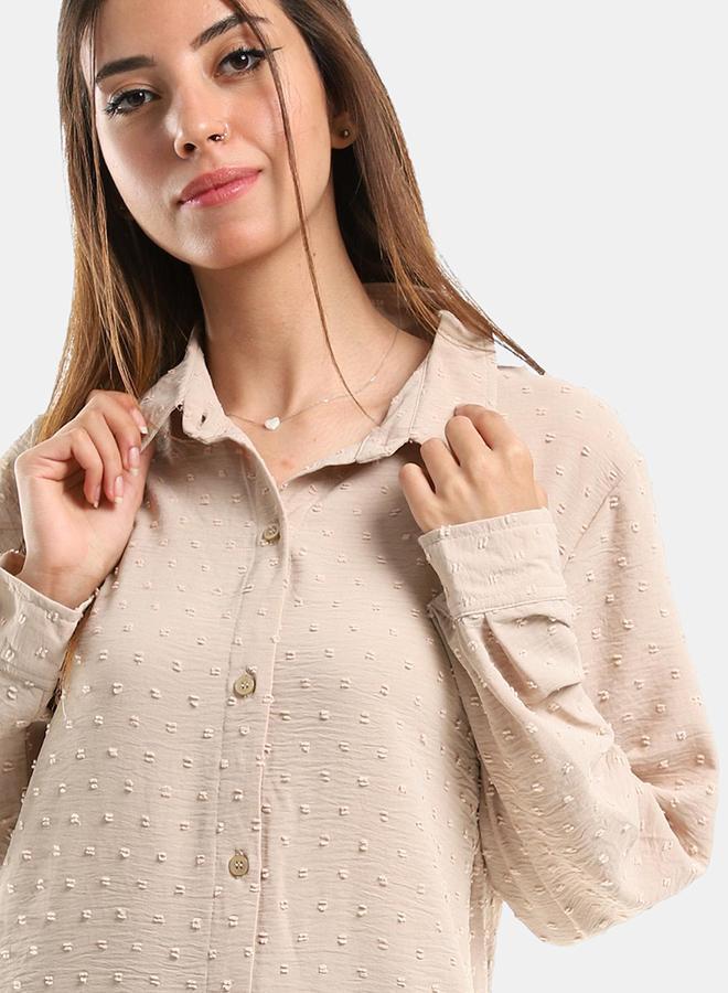 kady Jamila Women Self Stitches Tunic with Sided Slits ,beige-XXL - Image 4