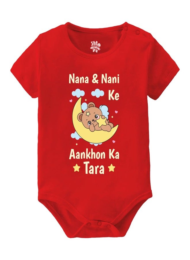 Baby Buzz New Born Baby Dress | Nana Nani Ke Aankho Ka Tara Printed 100% Cotton Bodysuit | Romper for Baby Boy Baby Girl 0-3 Months - Image 1