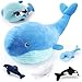 RoundFunny 215in Mommy Whale Stuffed Animal with 4 Small Whales Cute Soft Cotton Plushies Cartoon Hugging Gifts for Birthday Ocean Sea Creature Lover Nursery Decor Blue - Image 4